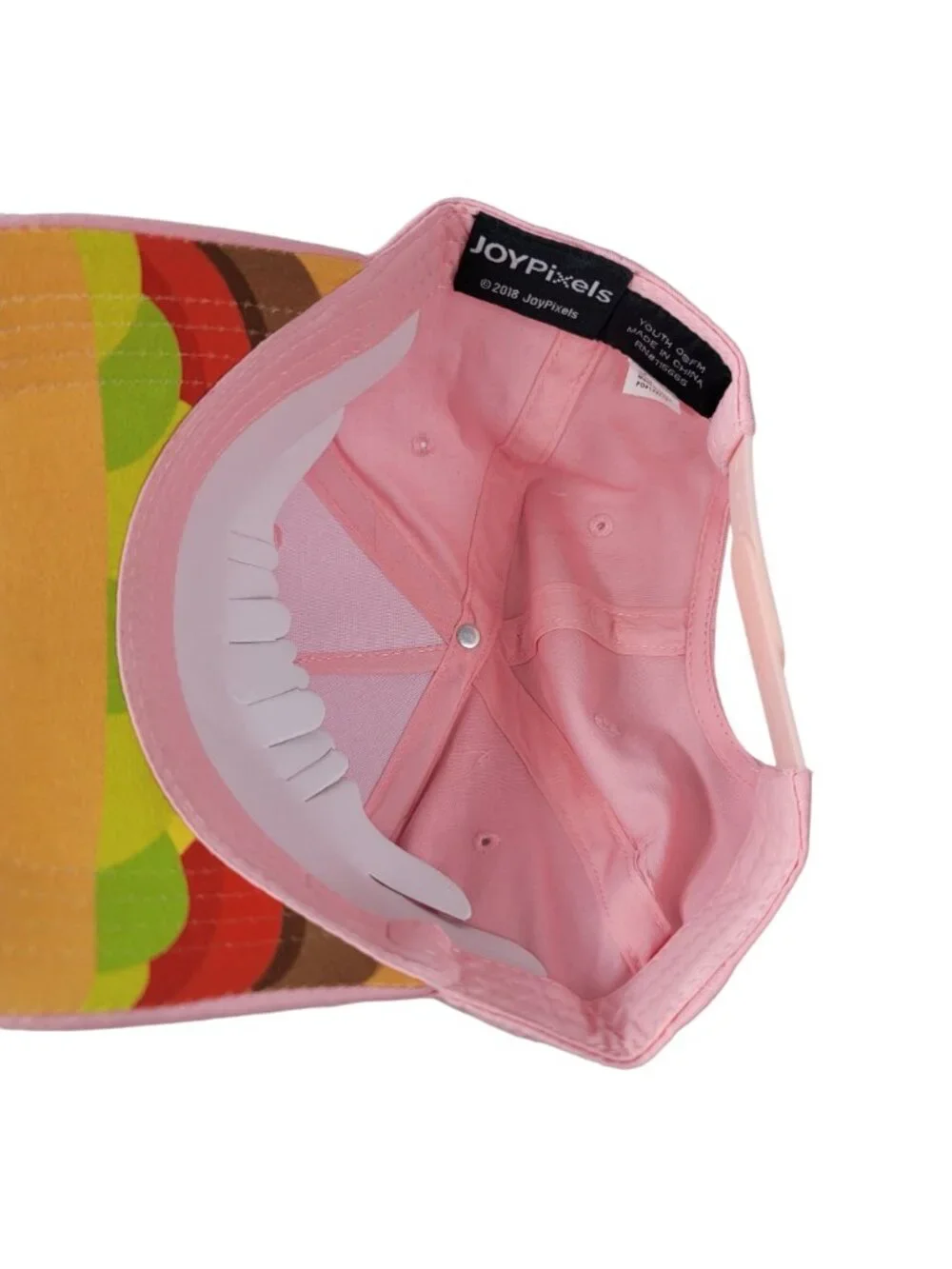 Joy Pixels Hamburger Emoji Hat Pink OS Curved Snapback Baseball Cap Adj NEW